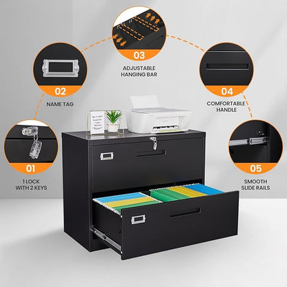2 Drawer File Cabinets for Home Office, Metal Filing Cabinet