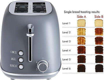 Rae Dunn Retro Rounded Bread Toaster, 2 Slice Stainless Steel Toaster