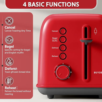 BUYDEEM DT620 2-Slice Toaster, Extra Wide Slots, Retro Stainless Steel