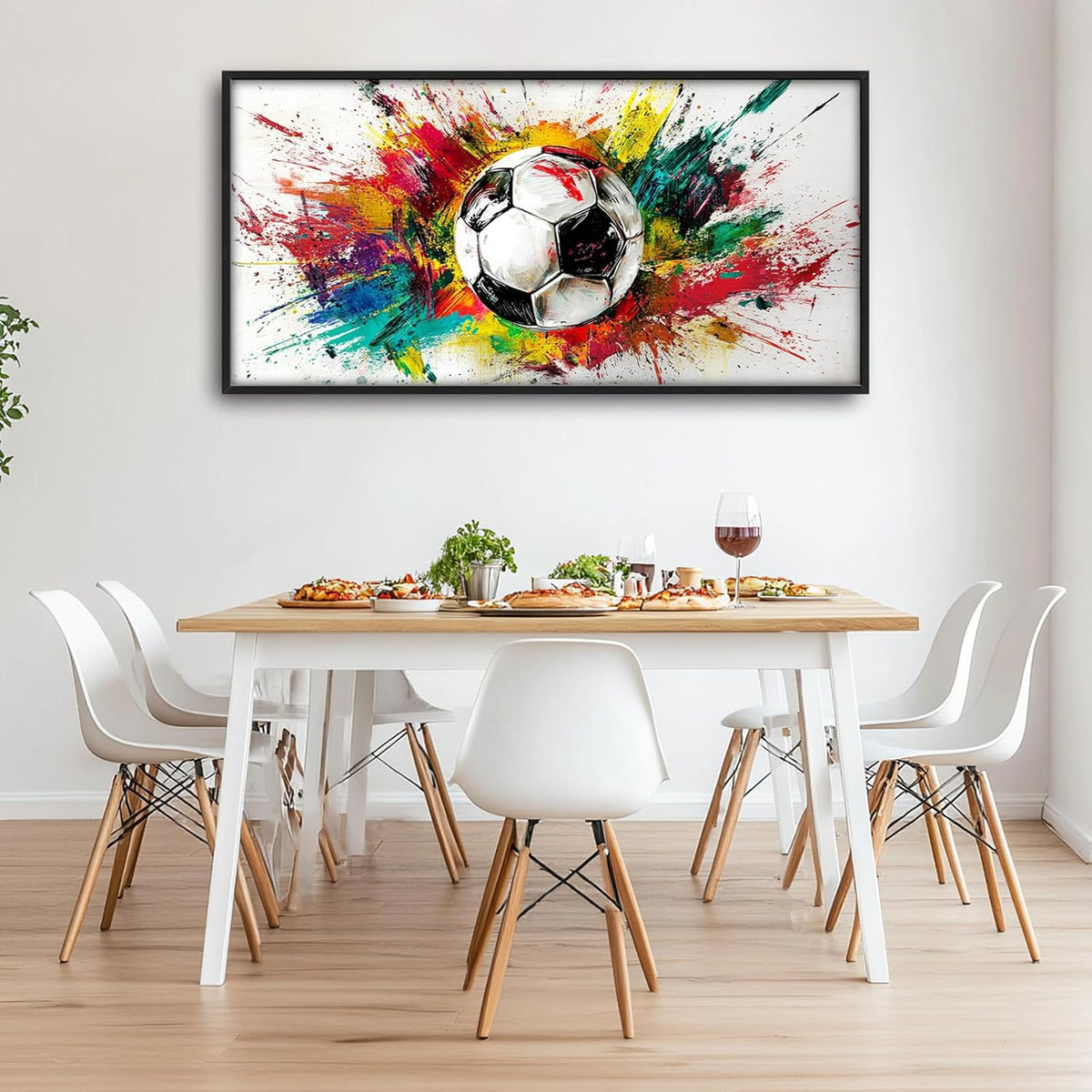 Extra Large Framed Soccer Wall Art,Oversized Colorful Graffiti Sport Ball Wall Decor Pictures for Living Room,Canvas Print Painting Modern Artwork Bedroom Office Bathroom Home Decor 60L x30W