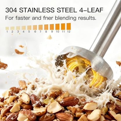 3- in-1 Immersion Hand blender, Powerful MOTOR & Stainless Steel Stick Blender