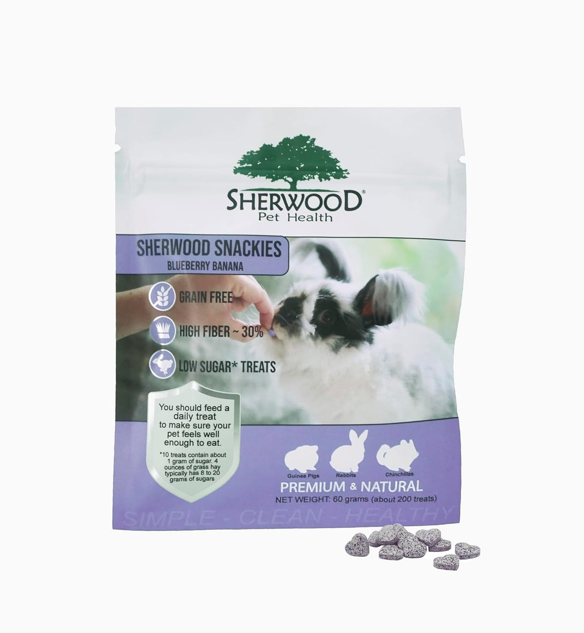 Sherwood Pet Health Snackies for Chinchillas, Rabbits & Guinea Pigs, Grain-Free, Real Fruit, Low Sugar and High in Fiber Treats in Multiple Flavors