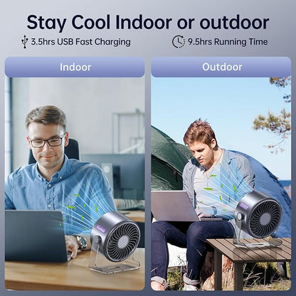 Coolhill USB Desk Fan for Bedroom: 100 Speeds Digital Display Quiet Table Fan