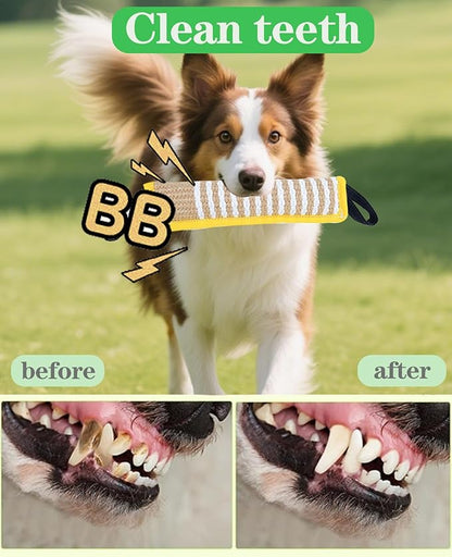 Clysoru Tug Toy for Dogs Squeaky Toy with 2 Strong Handles Lasting Training Equipment Puppy to Large Dog Interactive Toys of War Pull Indestructible Rope Pet Crinkle Teething (Yellow)