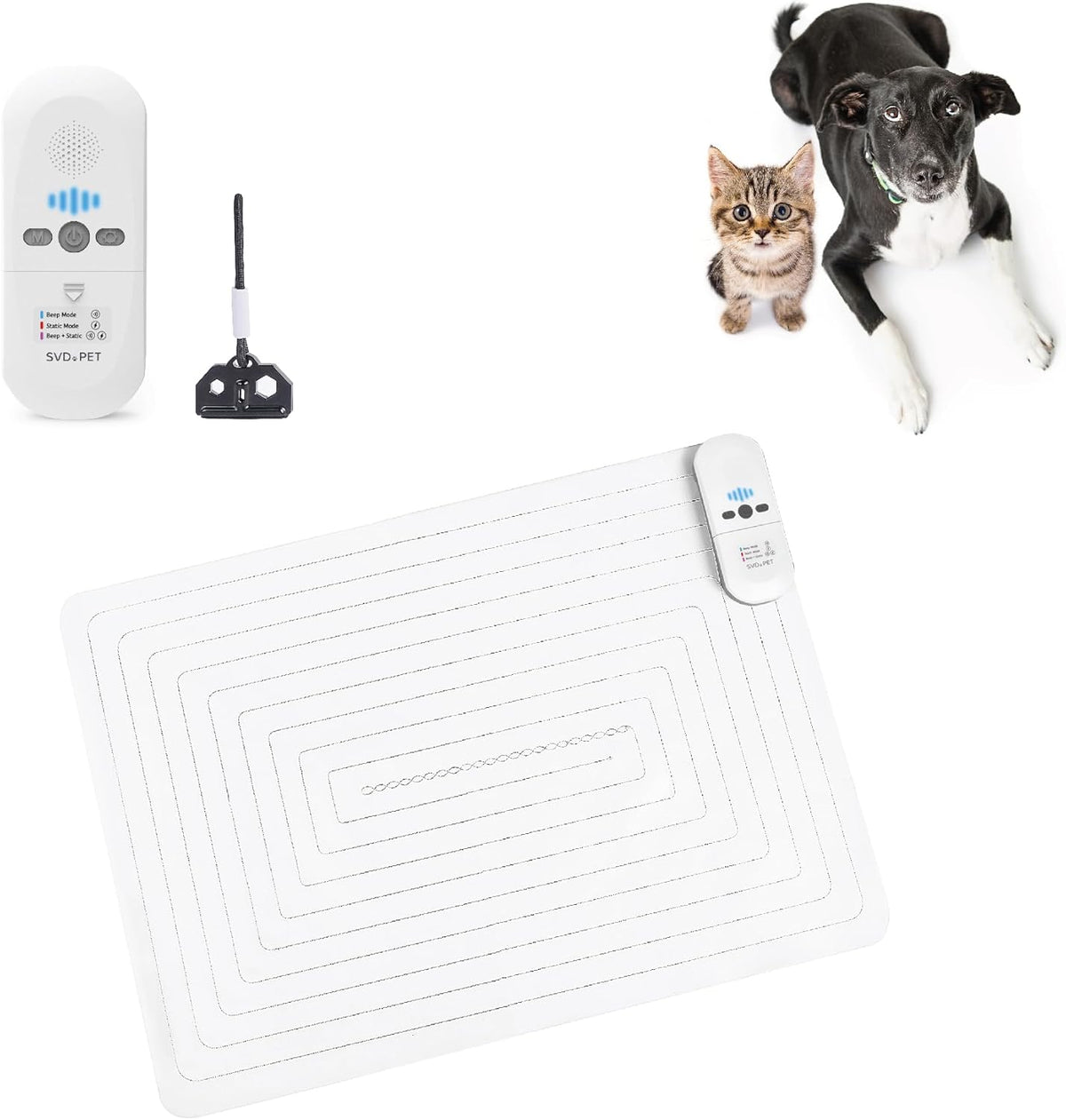 SVD.PET 2024 Upgraded Pet Training Mat with Tester, 22" X 16", Pet Shock Pad, Dogs & Cats Electronic Repellent mat for Indoor, 3 Training Modes, 5 Levels, Pet Safe Mode (White Controller)