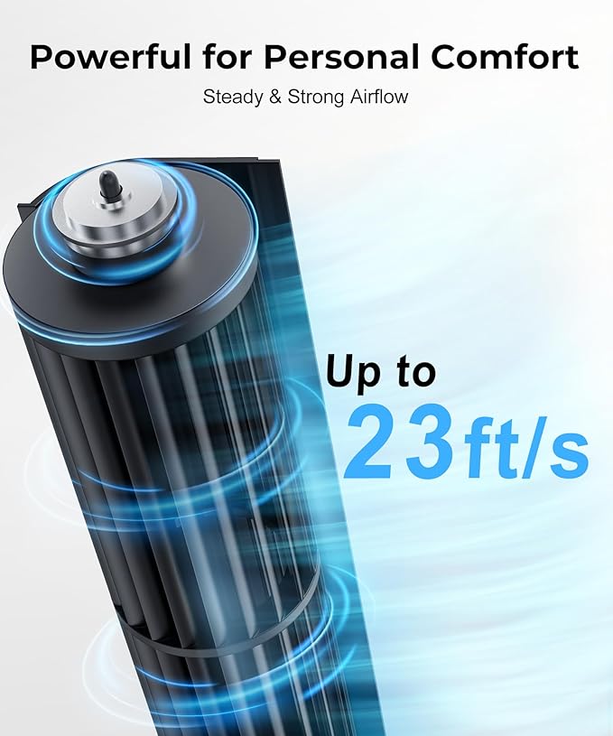 Abolee Tower Fan for Bedroom, 23ft/s Desk Fan