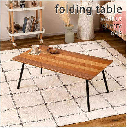 ROOM ESSENCE Elmar Wooden Folding Coffee Table, Walnut Oak and Cherry Topboard, W35.4 x D18.9 x H13.7 (W90xD48xH35cm), END-351