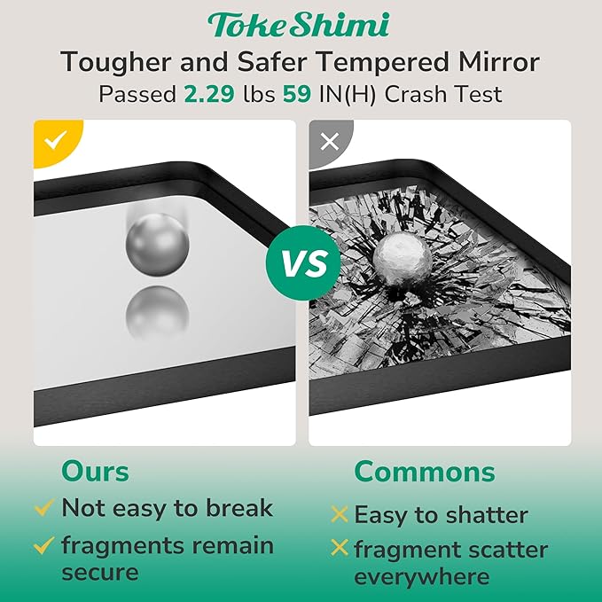 TokeShimi 60x28 Wall Mirror for Bathroom, Matte Black Bathroom Vanity Mirror