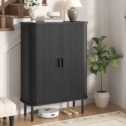 Shoe Storage Cabinet with Adjustable Shelves, 6-Tier Mid-Century Modern Shoe