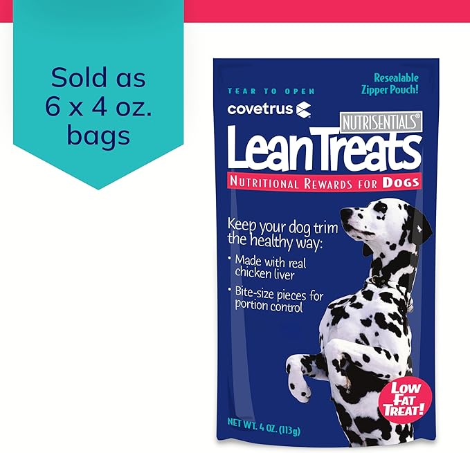 Covetrus Nutrisential Lean Treats for Dogs - Small, Medium & Large Dogs (K9) - Nutritional Low Fat, Bite-Size - Soft Chicken Flavor - 6 Pack - 4oz