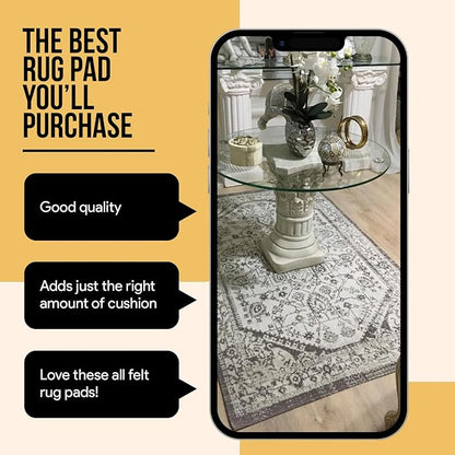 Premium Felt Rug Pad 4x6 Feet, Thick Rug Pads for Hardwood Floors, Laminate, Vinyl, Stone, Carpet & Tile, Under Rug Padding