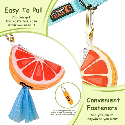Grapefruit Shape Dog Poop Bag Holder and Carrier - Leash Attachment Poo Bag Dispenser with Stylish Cute Design,Grapefruit,Medium