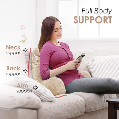 Nestl Reading Pillow for Kids & Teens with Shredded Memory Foam, Backrest Pillows for Reading, Watching, and Gaming, Use on the Couch, Bed, or Floor, Adjustable Support with Washable Cover Beige Cream
