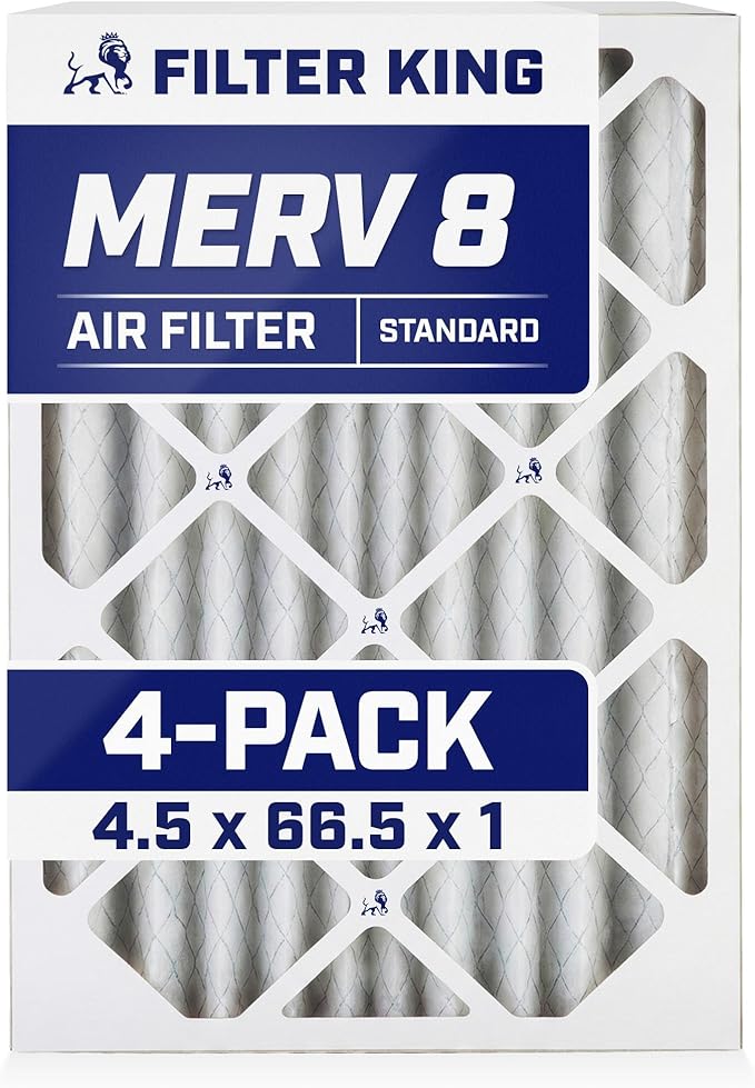Filter King 4.5x66.5x1 Air Filter | 4-PACK | MERV 8 HVAC Pleated A/C Furnace