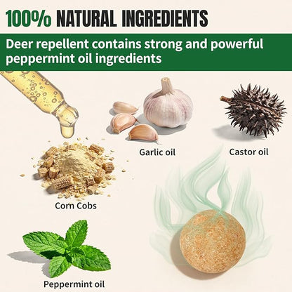 Deer Repellent, Deer & Rabbit Repellent, Peppermint Oil to Repel Deer, Rabbit, Deer Deterrent Outdoor for Lawn, Garden Use, Yard-10 Pack