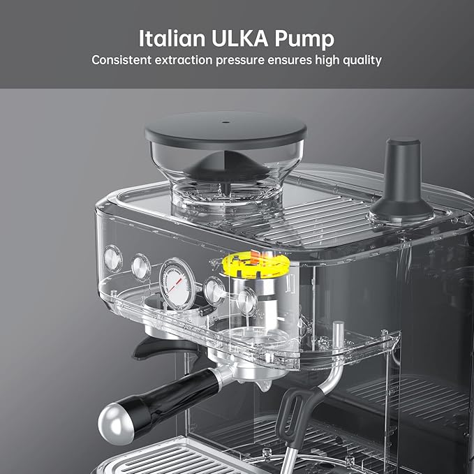IDEALHOUSE Espresso Machine 3-in-1, Built-in Grinder and Milk Frother,