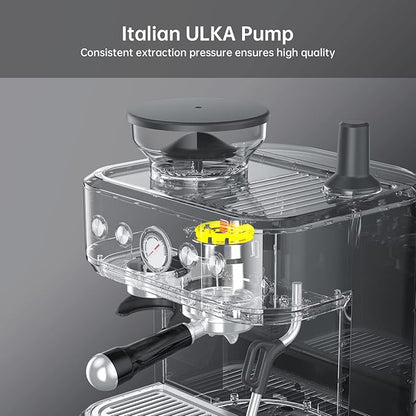 IDEALHOUSE Espresso Machine 3-in-1, Built-in Grinder and Milk Frother,