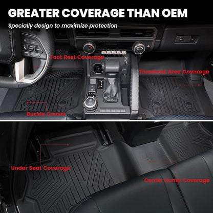 LASFIT Floor Mats for Toyota 4Runner 2025 (Only fit Hybrid) wtih Trunk mat&backrest mat, All Weather TPE Custom Fit Floor Liner for 4 Runner TRD/Limited/Platium 6th gen Front&Rear Car Mats, Black
