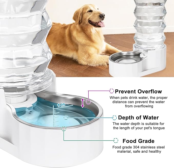 RIZZARI Large Gravity Water Dispenser: 8L Automatic Water Feeder