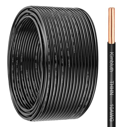 THHN Wire 10 Gauge 100 FT OFC Electrical Wire, 10 AWG Solid Copper Wire Rated