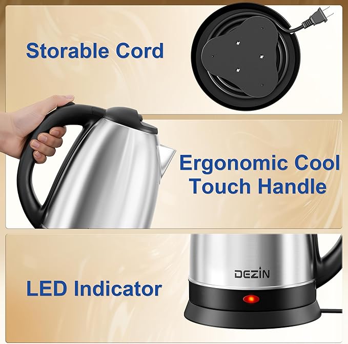 DEZIN Electric Kettle Upgraded, BPA Free 2L Stainless Steel Tea Kettle
