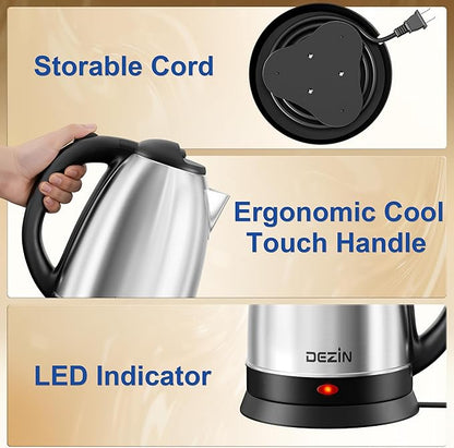DEZIN Electric Kettle Upgraded, BPA Free 2L Stainless Steel Tea Kettle