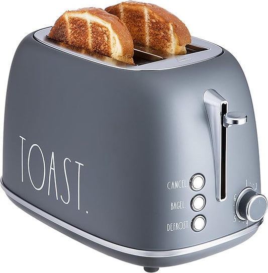 Rae Dunn Retro Rounded Bread Toaster, 2 Slice Stainless Steel Toaster