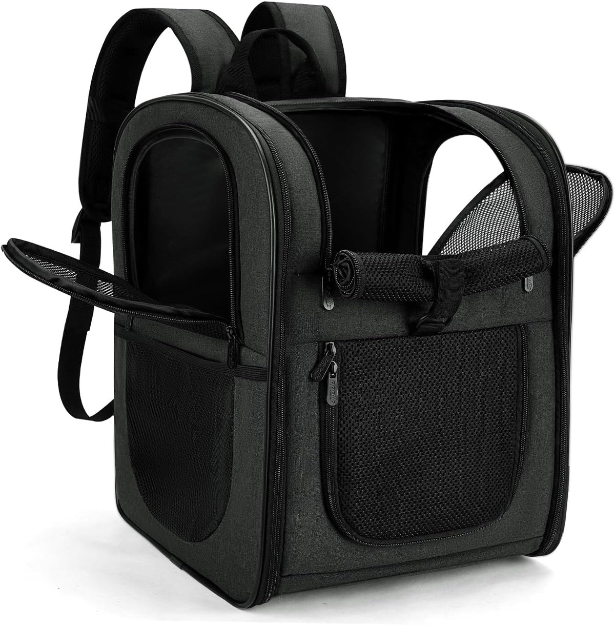Apollo Walker Dog & Cat Carrier Backpack for 4-15lb Pets - Ventilated Safe Design with Padded Back Support, Breathable Mesh Pet Backpack for Hiking, Travel, Outdoor (Black)
