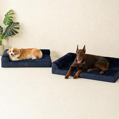 EHEYCIGA Orthopedic Dog Bed Medium Size, Memory Foam Dog Bed, Navy Blue | Small Dog Sofa with Washable Removable Cover, Waterproof Pet Couch for Crate with Nonskid Bottom, 30x20x6