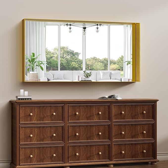 Koonmi 30x60 Inch Metal Framed Bathroom Mirror