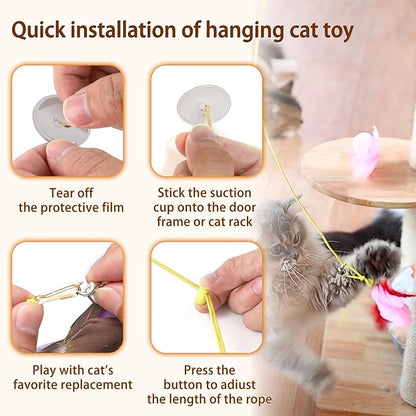Flying Bird Cat Toy,8Pcs Durable Interactive Cats Wand Replacements,Hanging Cat Toy Suitable for Bored Indoor Cats Self Play