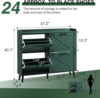 Shoe Storage Cabinet, Farmhouse Shoe Organizer