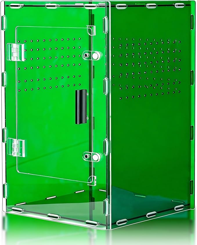8x8x12 Acrylic Terrarium Reptile Tank – Cyberpunk Deep Green Reptile Enclosure Modeled After New Caledonia Rainforest for Lizards, Spiders & Small Reptiles