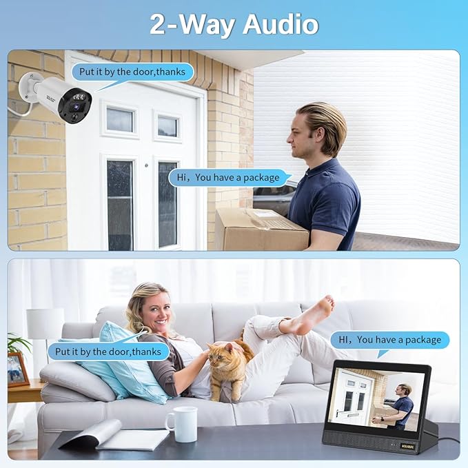 【All-in-One Security System】 4K 2160P Outdoor Wired Security Camera System