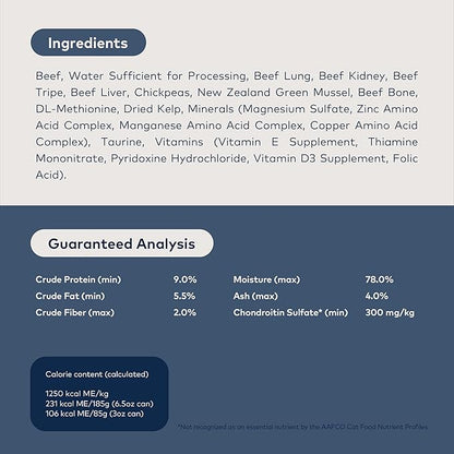 ZIWI Peak Wet Cat Food – All Natural, High Protein, Grain Free, Limited Ingredient, with Superfoods (Beef, Case of 6, 3oz Cans)