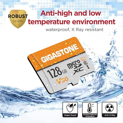 GIGASTONE 128GB Micro SD Card 2-Pack, A1 V30 4K Video Recording, Compatible