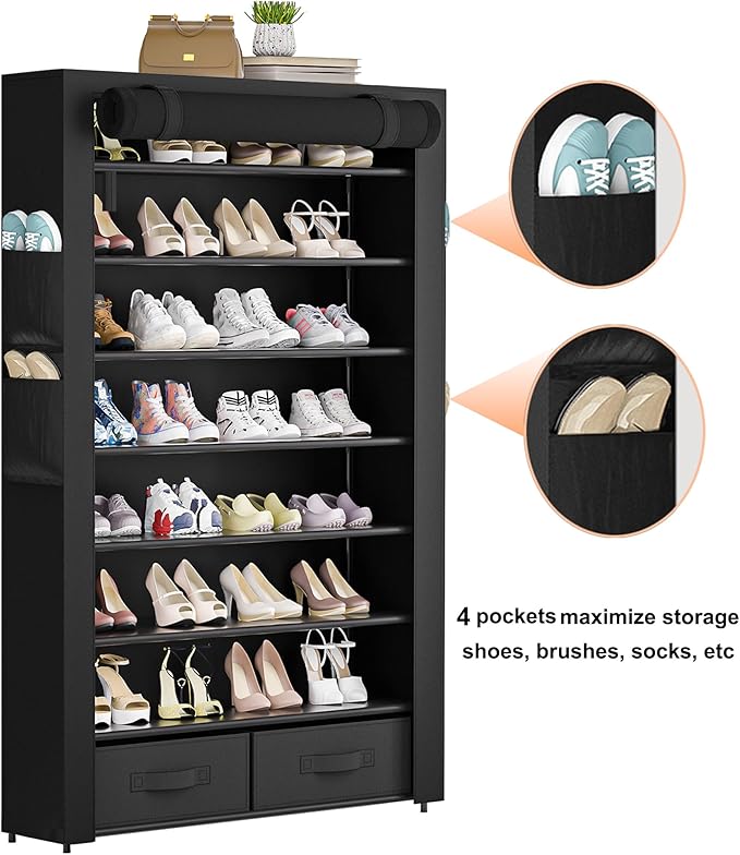 OYREL Tall Shoe Rack Dustproof Cabinet Large Capacity 8 Tier Shoe Organizer