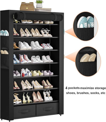 OYREL Tall Shoe Rack Dustproof Cabinet Large Capacity 8 Tier Shoe Organizer
