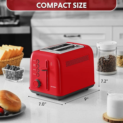 BUYDEEM DT620 2-Slice Toaster, Extra Wide Slots, Retro Stainless Steel