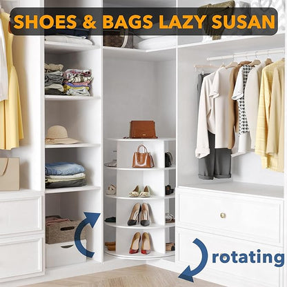 SpaceAid 4 Tier Rotating Shoe Rack Tower, Spinning Shoe Display Lazy Susan