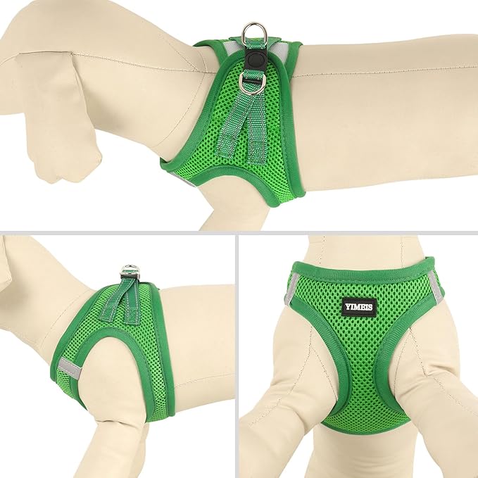YIMEIS Dog Harness and Leash Set, No Pull Soft Mesh Pet Harness, Reflective Adjustable Puppy Vest for Small Medium Large Dogs, Cats (Green, X-Small (Pack of 1)