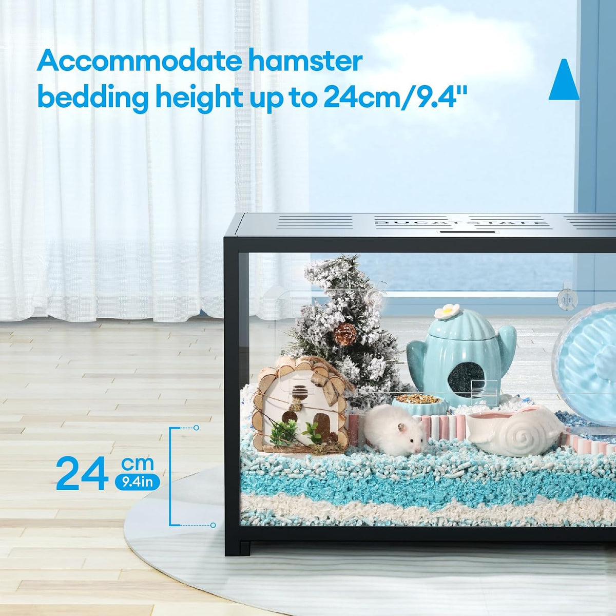 BUCATSTATE Hamster Cage Metal 2.0 - Small Animal Habitats Large Stackable with Top Access Easy Assemble 31.4L*17.6W*20H Inches Dwarf Syrian Hamster House for Guinea Pig, Gerbil (552sq inch Black)