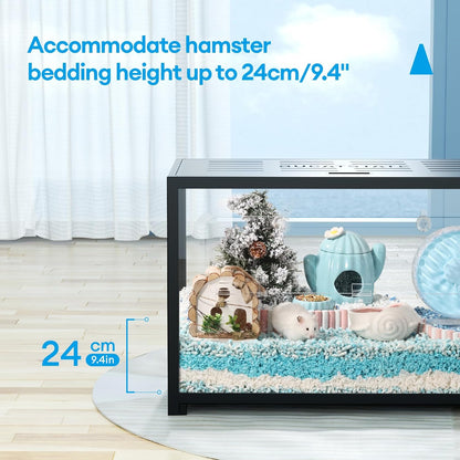 BUCATSTATE Hamster Cage Metal 2.0 - Small Animal Habitats Large Stackable with Top Access Easy Assemble 31.4L*17.6W*20H Inches Dwarf Syrian Hamster House for Guinea Pig, Gerbil (552sq inch Black)