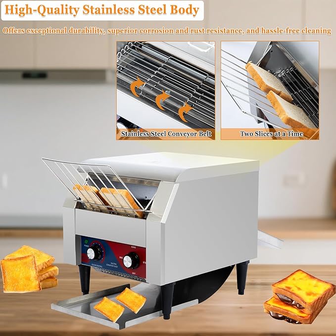 CTJ Commercial Toaster 300 Slices/Hour Electric Conveyor Belt Toaster Heavy