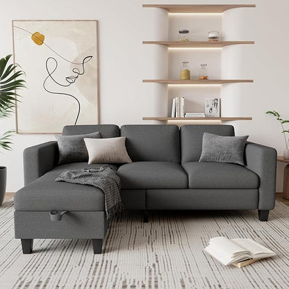 Sectional Couches for Living Room, 78" L Shaped Sofa 3 Seat Modern Couch with Storage Ottoman Convertible Couches for Small Space, Living Room, Bedroom, Apartment and Office