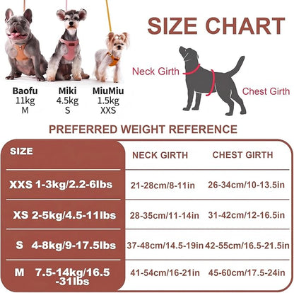 Puppytie xs Dog Harness with Multifunction Dog Leash,Soft Adjustable No Choke Escape Proof Pet Harness Vest,Brown Caramel,XS