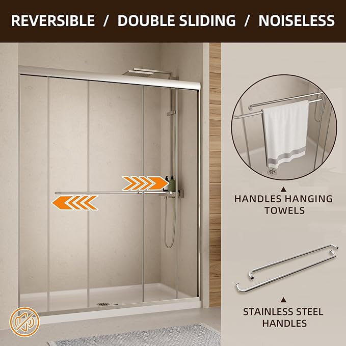 Royal Guard 56-60" W x 58" H Semi-Frameless Sliding Shower Door