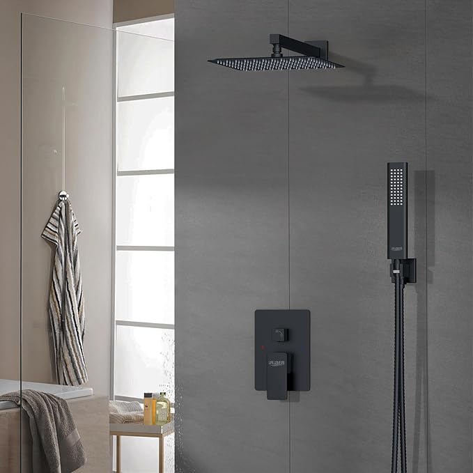 Iriber Shower Set with 12 Inch High Pressure Rain Shower Head and Handheld and
