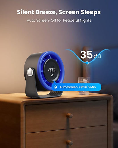 Gaiatop Small Desk Fan Rechargeable, 5in Personal Fan 4000mAh Battery Powered