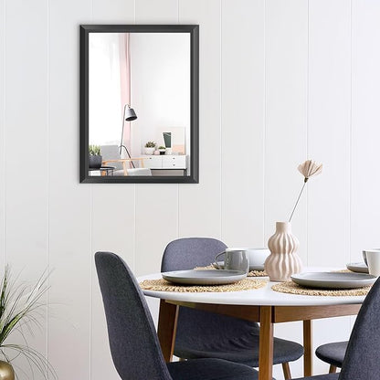 Amorho Black Bathroom Mirror, 24x32 Inch Thick Metal Framed Wall Mirrors